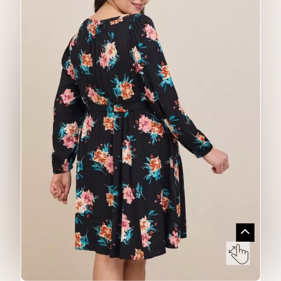 Torrid Mini Stretch Challis Aline Dress in Black and Florals Torrid size 0 US 12 - Picture 4 of 15